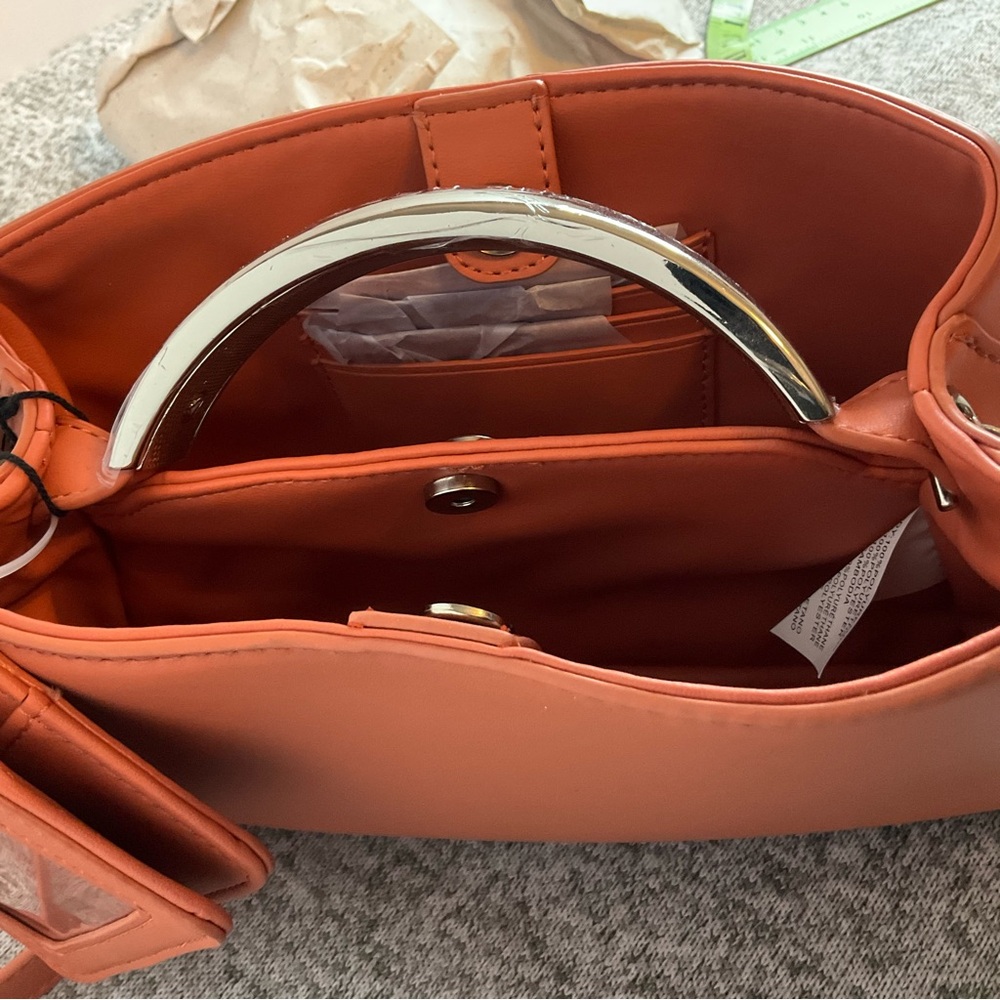 Steve Madden Apricot Crossbody Bag with Adjustable Strap Top Handle orange - Picture 7 of 10